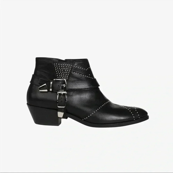 NIB Anine Bing Bianca Motorcycle Ankle Boot Black Silver  US 8 EU 38 - Picture 3 of 9